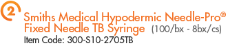 2. Smiths Medical Hypodermic Needle Pro Fixed Needle TB Syringe - Item Code: 300-S10-2705TB